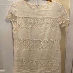 Donna Morgan White Linen Lace Dress
